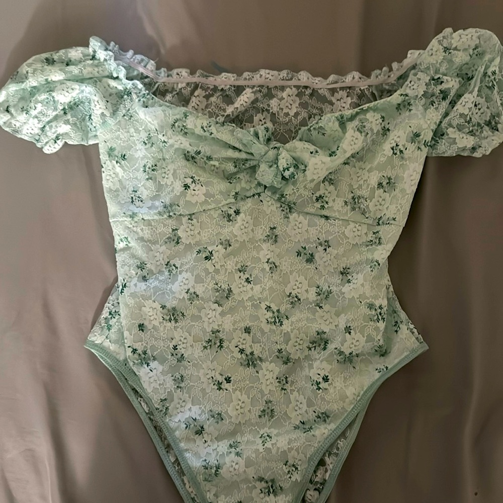 Green floral bodysuit